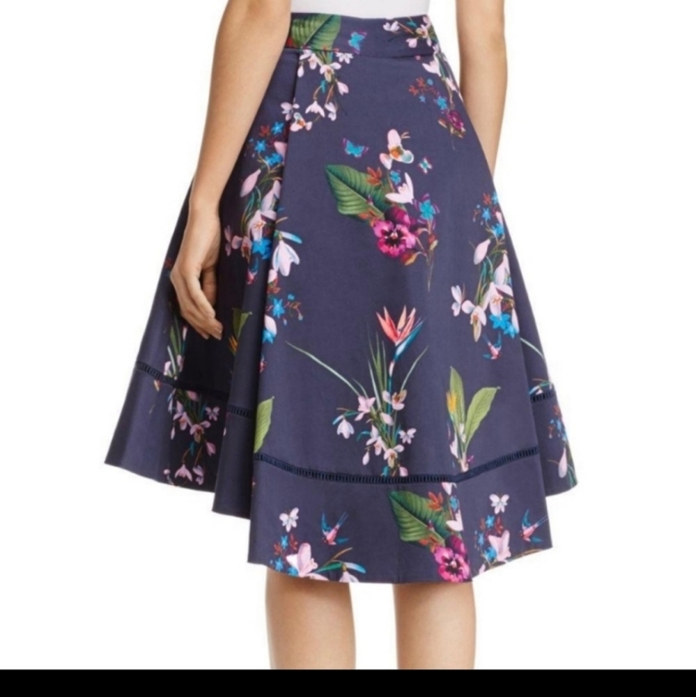 Ted Baker London navy plio tropical oasis skirt